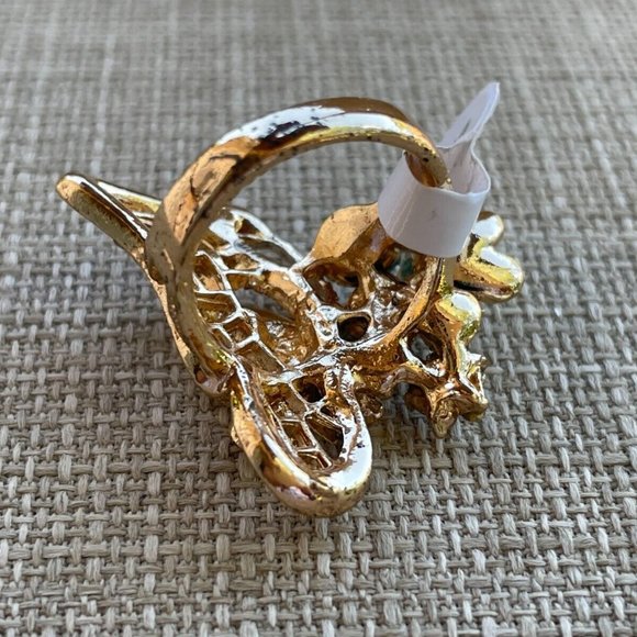 Fashion Women Ring Gold Tone Jewelry Multi Color Crystal Accent Butterfly Size 8 - Picture 8 of 13